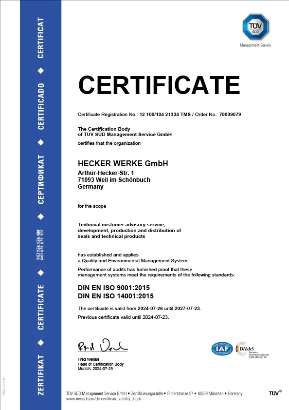 ISO-certified manufacturer of seals