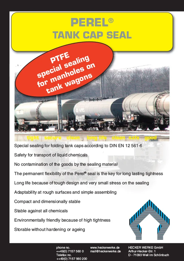 Seal for Tank Cap for safety transport of liquid chemicals