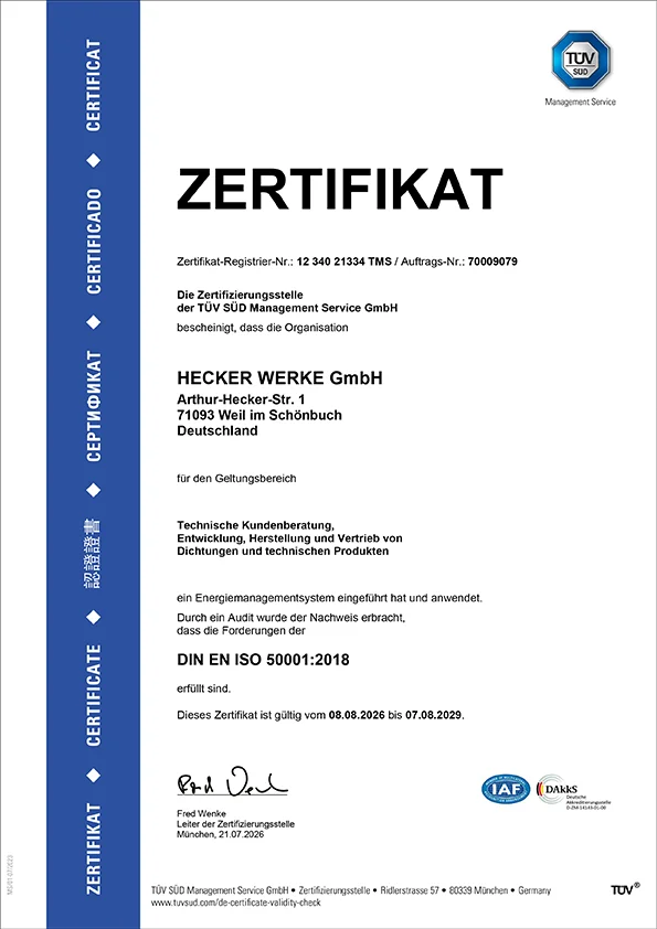 Zertifiziert nach DIN EN ISO 50001:2018